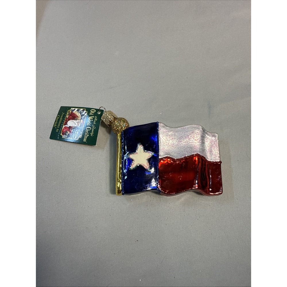 Old World Christmas Texas State Flag Blown Glass Ornament 36045 With Tag